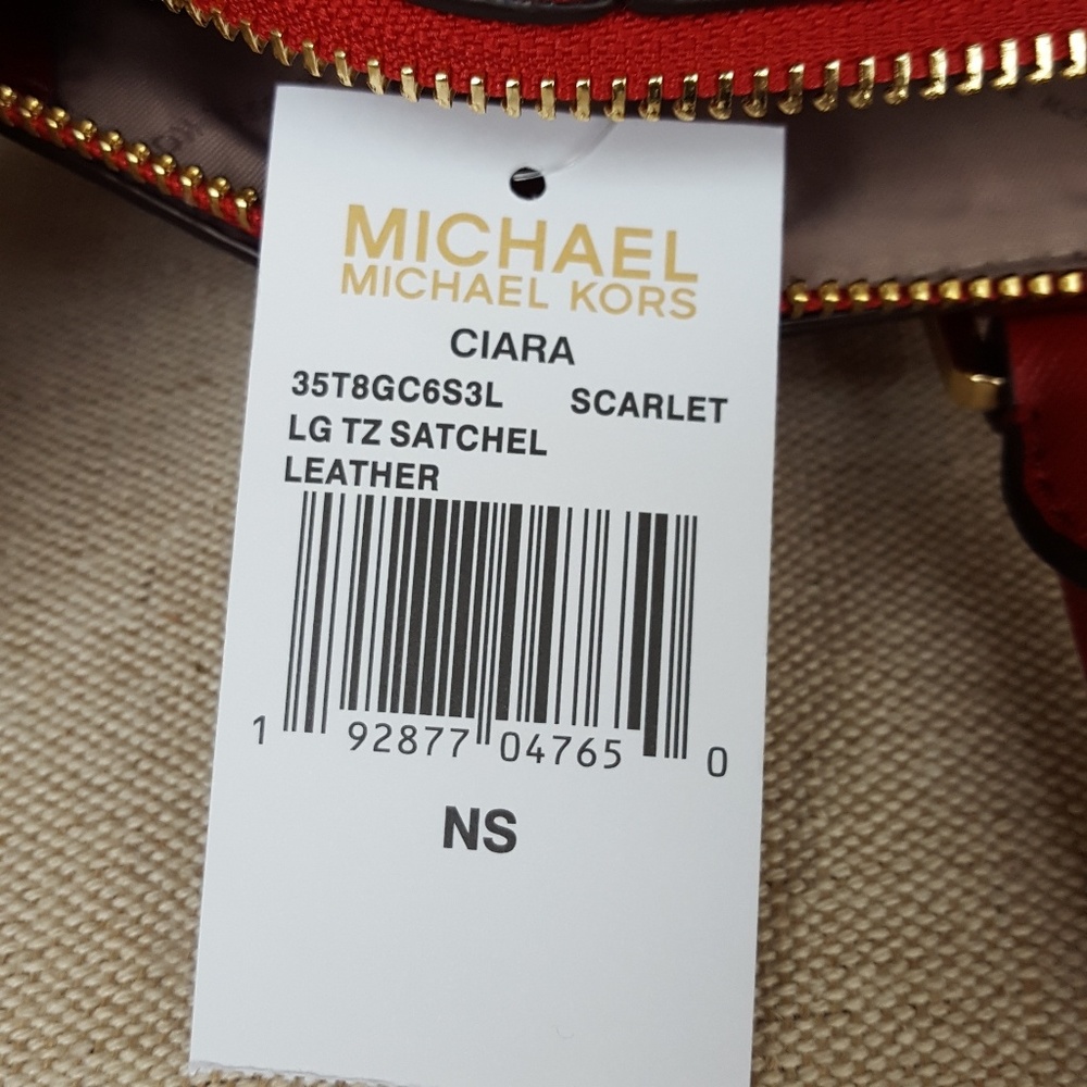 SOLD NWT Michael Kors Large Ciara satchel Scarlet - Picture 7 of 7